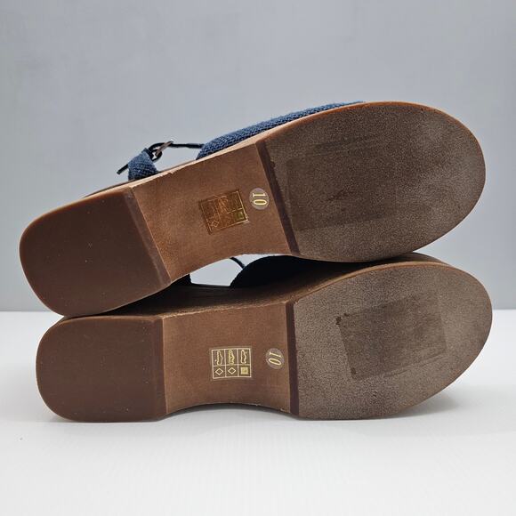 Jeffrey Campbell On Deck Sandal Womens 10 Navy Blue Wood Wedge Platform Heel - Picture 11 of 13